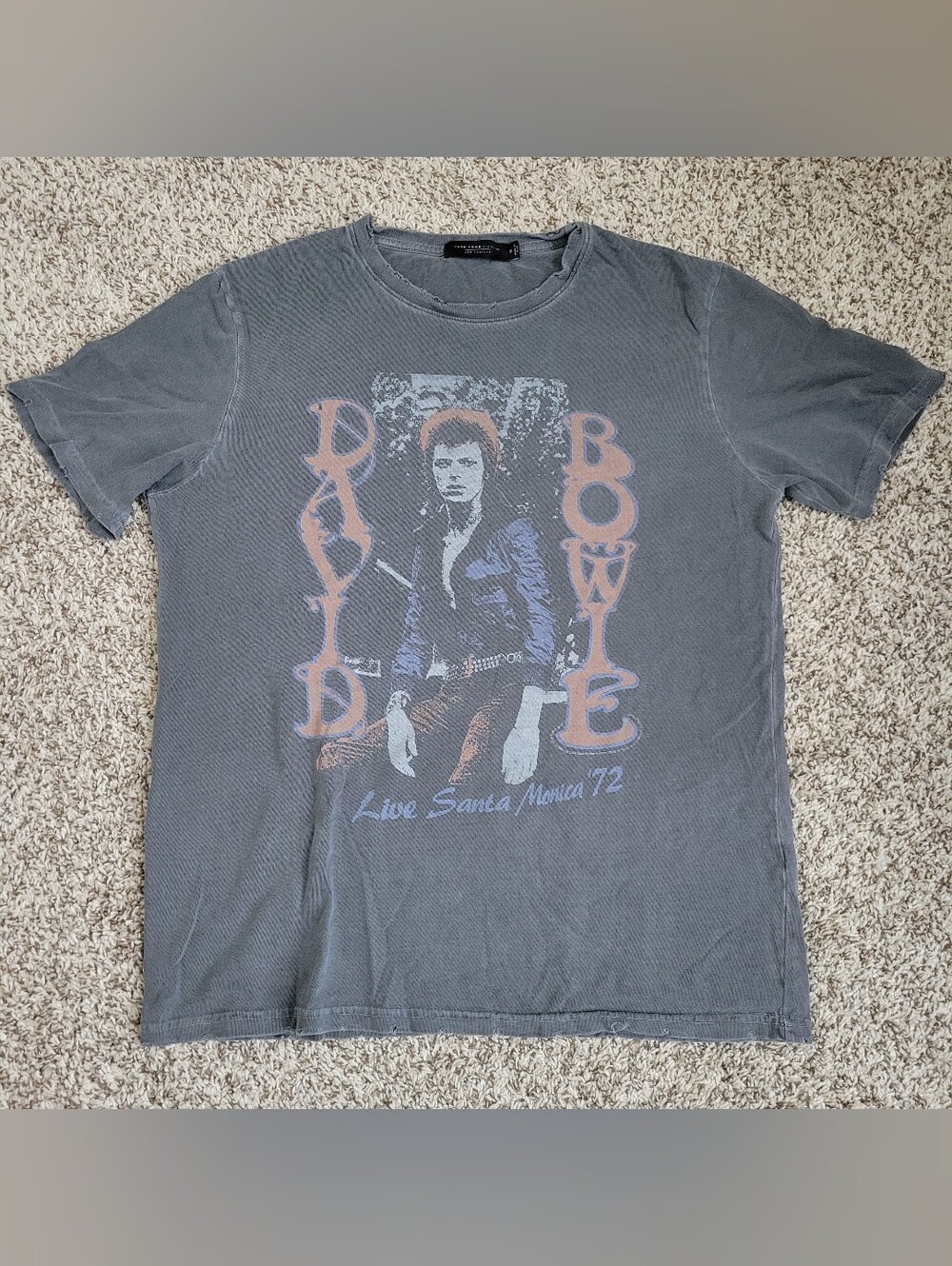 Junk Food David Bowie T-shirt Tee Shirt Top Black Gray Concert Vintage Medium